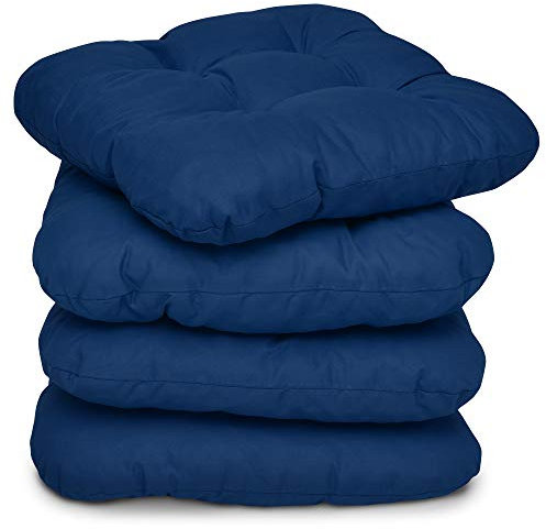Beautissu 4er Set Sitzkissen 40x40 cm Lisa Dunkelblau - weiche Indoor & Outdoor Kissen mit 8cm Schaumstoff Füllung, widerstandsfähige & robuste Sitzpolster für Außenbereich Made in EU