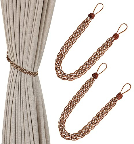 Hand Knitting Curtains Tied Rope Simple Type Curtain Tie Backs and Accessories (Brown)
