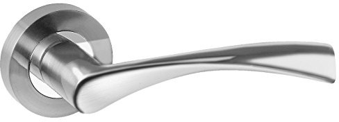 Astrid Modern Chrome Door Handles on Rose with Duo Finish