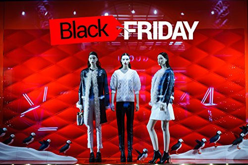 Vinilo Black Friday Escaparates Black Friday Rojo y Blanco | 200 cm de largo x 50 cm de alto | Vinilo Adhesivo | Decora tu escaparate | Pegatinas Adhesivas Escaparate | Vinilos para negocios