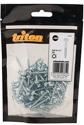 Triton 818419 - Viti a foro tascabile zincate con testa a disco e filettatura grossa, 8 x 1 1/2, confezione da 100 pezzi, multicolore