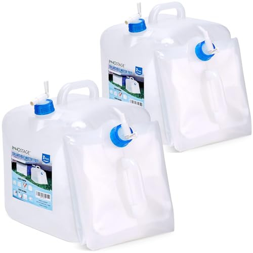 Lot de 2 conteneurs d'eau pliables de 15 litres avec robinet, carafe de transport d'eau pour le camping et l'extérieur