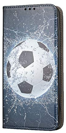 KX-Mobile Hülle für Samsung A40 Handyhülle Motiv 1391 Fussball Fußball Schwarz Weiß Blau Premium Smart aus Kunstleder einseitig Bedruckt HandyCover Handyhülle für Samsung Galaxy A40 Hülle