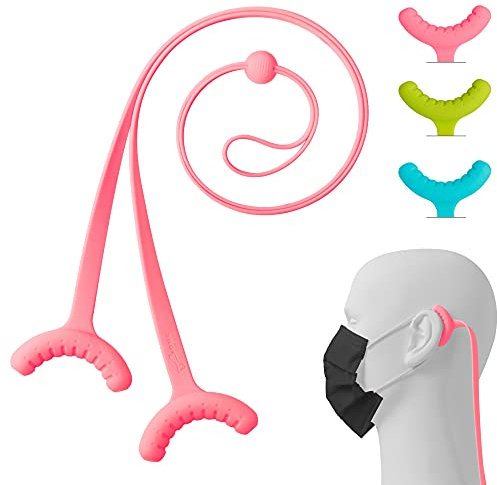 【Bone】3er Pack Maskenhalter Ohrenschoner, Anti-Rutsch Maskenhalterung hinterkopf, Verstellbares Silikon Maskenband, Entlastung Ohrenschoner, Maskenverlängerung für Kinder Erwachsene - Helle Farbe Set