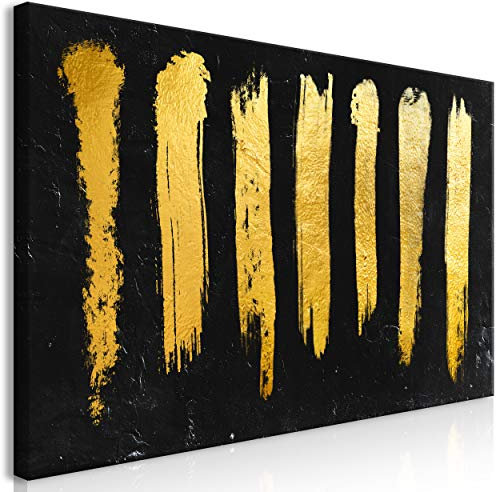 decomonkey Bilder Abstrakt 140x70 cm 1 Teilig Leinwandbilder Bild auf Leinwand Vlies Wandbild Kunstdruck Wanddeko Wand Wohnzimmer Wanddekoration Deko Modern schwarz