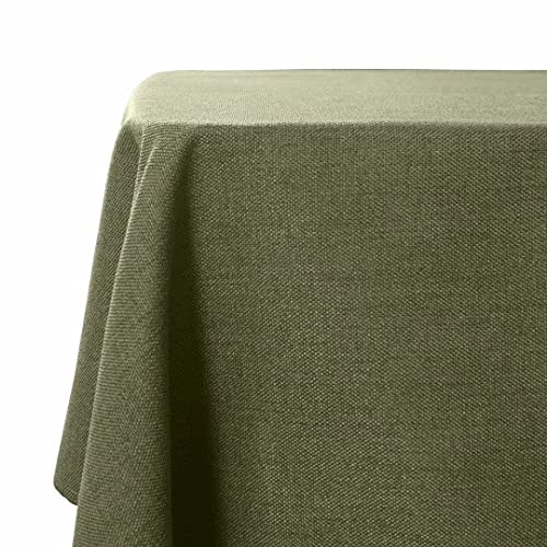 WAITER TREE Table Cloth 140x180 cm Rectangular Wipe Clean Table Cover, Olive Faux Linen Wipeable Waterproof Tablecloth for Outdoor Picnic Dining Kitchen Party - Moss Green