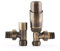 Castrads Niva Angled Thermostatic Radiator Valve & Lockshield Set (Antique Brass)