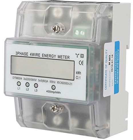 Digitaler Stromzähler, 3 Phasen 4 Leiter Stromzähler Hutschiene LCD Digitaler Stromzähler Drehstromzähler Geeicht Stromzähler, 230 / 400V 5-80A Wechselstromzähle für Leistungsmesssystemen Eingesetzt