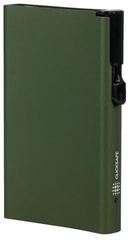 ClickSafe 954000 Tresor Big, Kartenhalter aus Aluminium, Cardholder bietet Platz für bis zu 8 Karten, Slim Wallet, Click-Mechanismus, Kartenetui mit RFID Schutz, ca. 9,7 x 6,4 x 1,3 cm, Grün