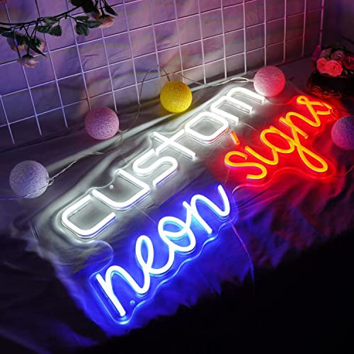 JEMESI Personalisierte Neonlicht-Schild, LED-Nachtlichter, Groß Benutzerdefinierte Neonschilder für Bar Pub Geschäft Club Garage Zuhause Partydekoration Lampe Logo Lichtzeichen (2 Zeilen Text, 60cm)