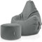 Green Bean 2er Set Sitzsack + Hocker - fertig befüllt - robust waschbar schmutzabweisend - Kinder & Erwachsene Bean Bag Bodenkissen Lounge Sitzhocker Relax-Sessel Gamer Gamingstuhl Pouf - Grau
