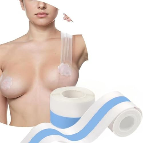 Nastro Sollevamento Seno Reggiseno Adesivo Nastro Invisibile Push Up Boob Breast Lift Tape Impermeabile Traspirante Copricapezzoli Nastro per Sollevare Il Seno Senza Spalline (Stile 1-Trasparente)