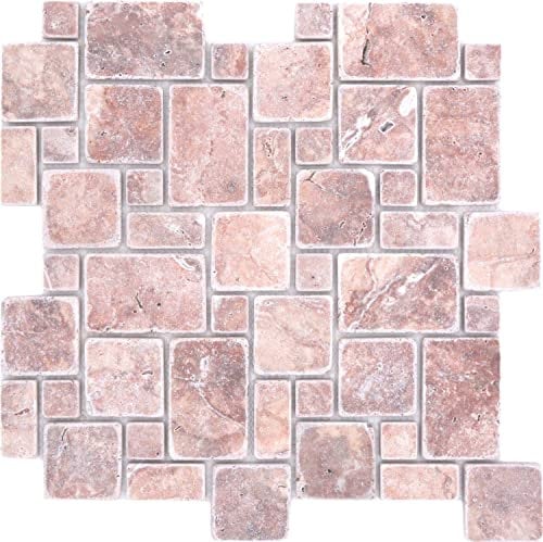 Naturstein Mosaikfliesen Travertin rot matt Wand Boden Küche Bad Dusche - 1 Matte