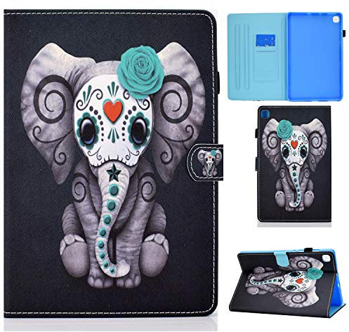 Sbaicen ipad 9.7 Zoll Hülle (2018/2017)，für iPad 5/6 Generación, ipad Air / iPad Air2, PU Leder Flip Case Cover , Tablet Schutzhülle mit Standfunktion und Kartensteckplatz - Maske Elefant