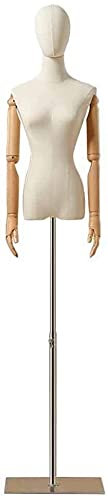 Schneiderpuppen Schneiderbüste Weiblicher Manikin-Halbkörper - Dame-Kleidform-Display Mit Abnehmbarem Kopf, Flexible Arme Und Metallständer (Color : Square Base)