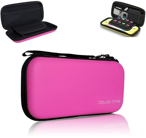 SILCOSTAR Hard Protective Carry Travel Case & 8 Game Cartridges Storage Case Cover for Nintendo Switch Lite (Pink)