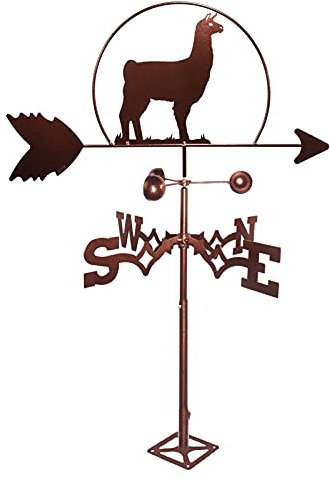 Alpaka Wetterfahne Windgeblasen Garten Metall Wetterfahne mit Windrichtungsanzeige, Metallhalterung Wetterfahne, Windfahne für Outdoor Hof Dekoration