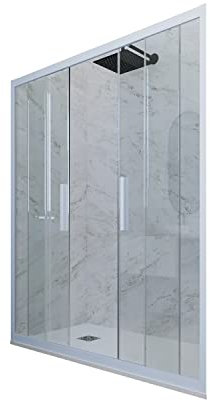 Idralite Porte parois de Douche coulissante 120 cm H 200 en PVC Bleu Vintage Verre Transparent Mod. Glam