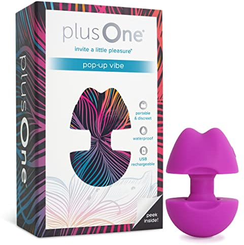 plusOne Pop-Up Vibe Compact Vibrator, 10 Modes, Pink | Pocket Stimulator Personal Massager, Waterproof and Extendable, Travel Mini Massage Tool, Silicone
