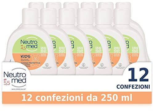 Neutromed, Detergente Intimo Kids con Complesso Protezione Attiva, Azione Protettiva Delicata, Confezione da 12 flaconi da 250ml