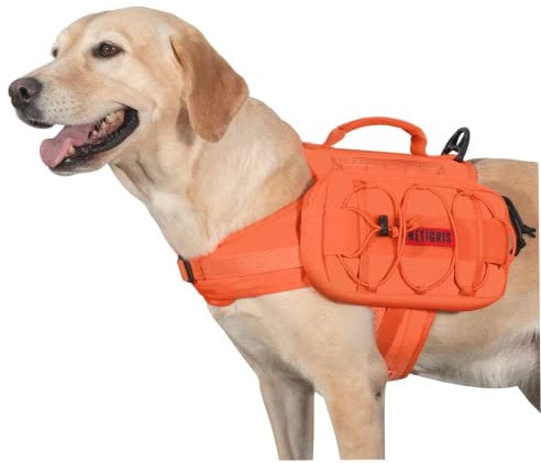 OneTigris Mammoth Hunderucksack 2.0 Version Reißen Camping Wandern Hundebackpack für M/L Größe Hunde (L, Orange)