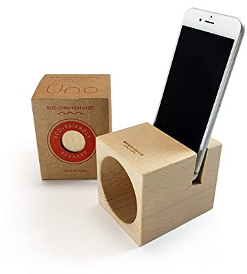 Ecophonic® UNO® Altoparlante Ecologico e Naturale | Amplificatore acustico naturale | Legno di Faggio | Supporto per Smartphone | Prodotto in Spagna.