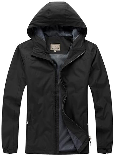 Blu Apparel Veste de pluie imperméable pour homme de qualité supérieure pour la marche, la randonnée, le quotidien, coupe-vent, Noir , S