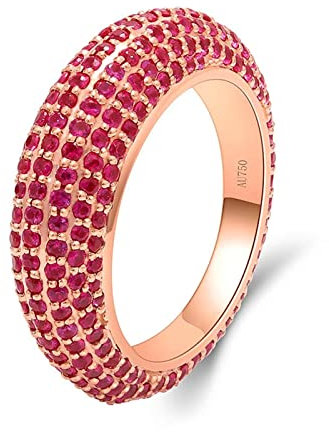 Bishilin Hochzeit Ringe Rotgold 750 Damen, Verlobungsringe mit Rot Korund 2.75ct Eheringe Frauen Ringe Nickelfrei Gr.53
