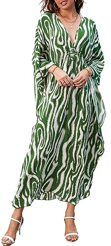 Bsubseach Kaftan Kleider für Frauen Plus Größe Strand Cover Up Kaftan Loungewear Urlaub Grün