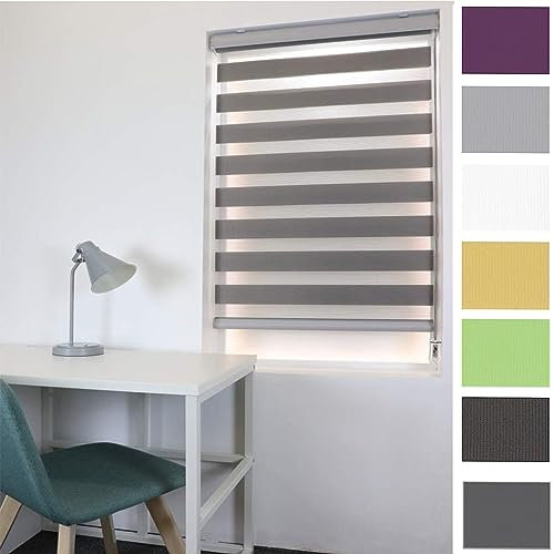 Verdunkelung Dachfenster Rollo 80 x 340 cm Sonnenschutz Sichtschutz Rollo Seitenzugrollo Klemmrollo mit Bohren für Fenster, Dunkelgrau