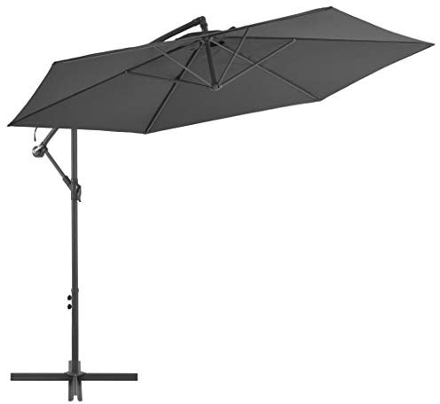 BaraSh Ampelschirm mit Alu-Mast 300 cm Sonnenschirm Balkon Ampelschirm Windsicherung Sonnenschutz Terrasse Anthrazit