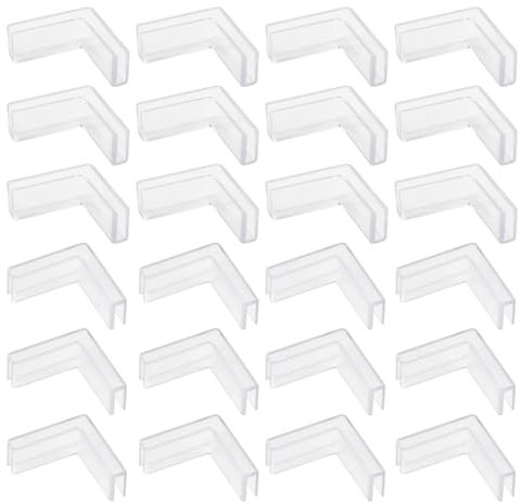 UFURMATE Glasverbinder, Kunststoff, 90 Grad, Glasklemmen, transparentes Glas auf Glasverbinder, randloser Clip-Halter zur Befestigung oder zum Selbermachen von Aquarien, Glas-Acryl-Vitrine (5 mm), 24