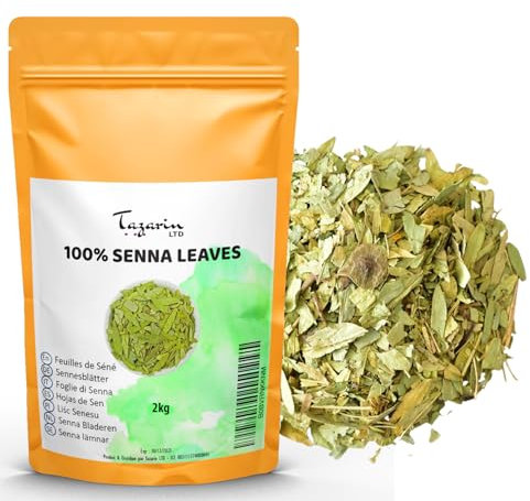 2kg Ganze Sennes Blätter (Senna Alexandrina) - Entgiftungs-Kräutertee - Starkes Abführmittel - Natürliches Abführmittel - Tazarin Ltd