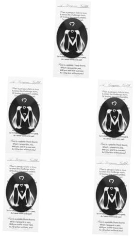 Ciieeo 5sets Penguin Pebble Cards for Penguin Hug Pocket Craft Glass Ornament for Desktop Layout Creative Valentine Day Gifts for Him