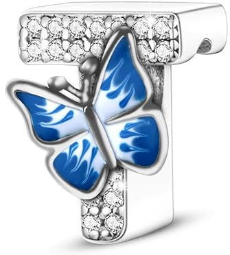 S925 A-Z Buchstaben Charms Sterling Silber mit 5A Cubic Zirkon Steinen, Schmetterling Alphabet Perlen passen Pandora Europäische Armbänder Geschenk Optionen