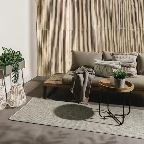 benuta Basic In- & Outdoor Teppich Wohnzimmer Iowa - Hellgrau 80x300 cm - Boho Jute-Look - Wetterfest für Balkon, Terrasse - Schlafzimmer, Küchenteppich & Wohnzimmerteppich - Strapazierfähig & Robust