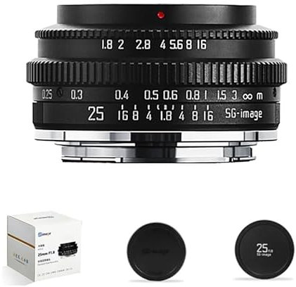 SGimage 25mm F1.8-Objektiv APS-C Weitwinkel-MF-Objektiv für Kameras mit M43-Mount | Große Blende, Metallkonstruktion, leichtes Gewicht 186g