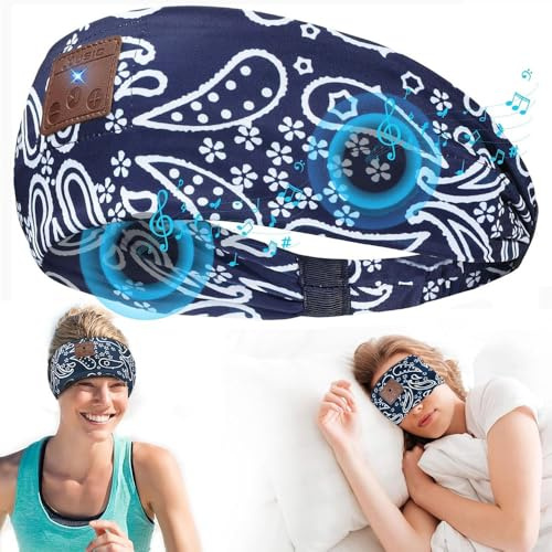 YiYunTE Sleep Headphones Headband Headphones Wireless Bluetooth Headband Headphone with Microphones Earphones Sleepband Men Women Sleeping Headphones Noise Cancelling Eye Mask Sleep Headphones (Blue)