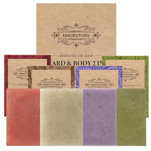 Natural Soap Bar Gift Set Body Wash Soap Bars Organic Soaps For Women & Men - 4PCS Bar Soap Lavender, Tea Tree, Rose, Coconut - Face Soap, Hand Soap, Shower Soap - Friendly Vegan&Cruelty Free