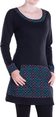 Vishes - Alternative Bekleidung - Langarmshirt-Kleid Leicht Kurze Damen Kleider Langarm Tunika Retro