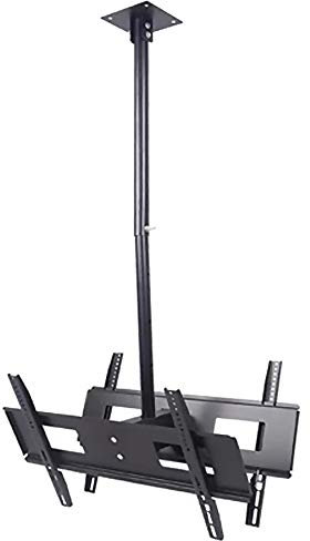 TV Ceiling Mount, Adjustable Dual Monitor Stand Retractable TV Ceiling Mount, Tilt and Rotate for 30 to 65 Inch LCD LED Screen TVs