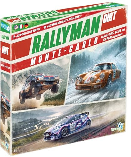 ELZNIR GAMES Rallyman: Dirt Monte Carlo, Erweiterung, Brettspiel, Push Your Luck Spiel, ab 14 Jahren, 1 bis 6 Spieler, 60+ Minuten
