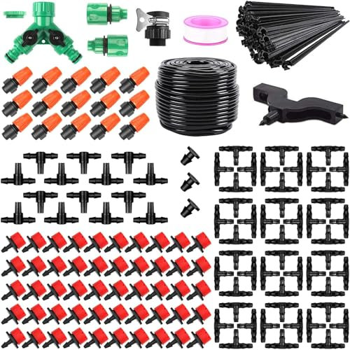 IRmm Irrigation System Kit, 165FT/50M Drip Irrigation System, DIY Saving Water Automatic Drip Irrigation Kits for Garden, Greenhouse, Lawn, Patio