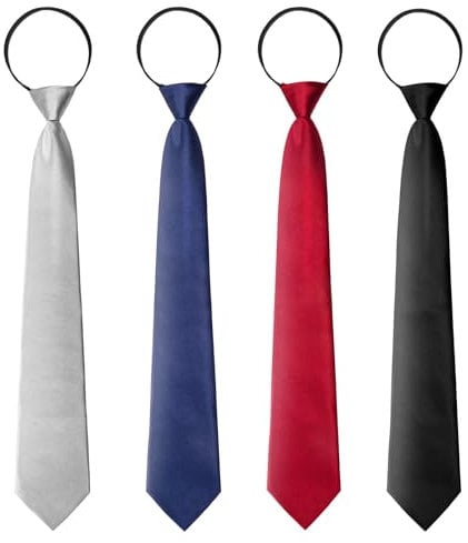 Jesustree Herren Krawatte Set, 4 Stück Herren Krawatte Vorgebunden mit Reißverschluss, Verstellbare Sicherheits Krawatten im Satin Finish, Casual Business Länge für Hochzeit Büro Schule Uniform