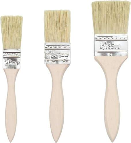 3 Pièces Pinceaux Peinture, Pinceau Plat Universel Professionnels avec Manche en Bois, Pinceau Colle en Soie à Peindre, Pinceaux Brillant pour Travaux de Peinture Murale Vernis Colles DIY (25/38/63mm)