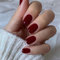 Short Almond French Tip Press-On Nails - 24Pcs False Nails with Glue, Elegant White Stick-On Nail Set for Women (Cherry red, Square)