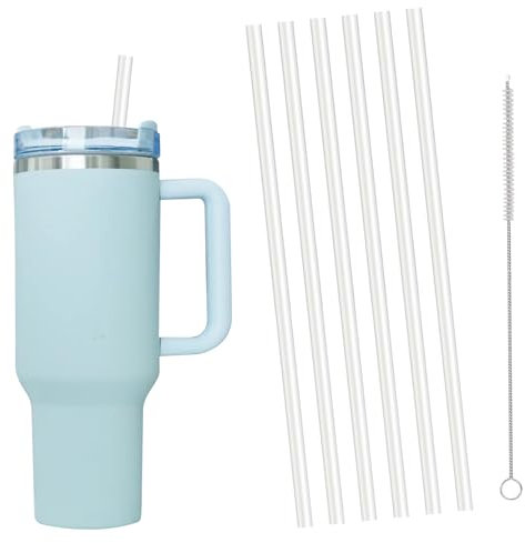 6 Pcs Replacement Straws Compatible with Stanley Cup and 1Brush -Reusable BPA-Free Straws for 40oz Tumblers, Easy Clean Design