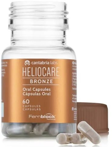 Cantabria Labs Heliocare Bronzekapseln, 60 Stück, oraler Sonnenschutz, beschleunigt die natürliche Bräunung, alle Hauttypen