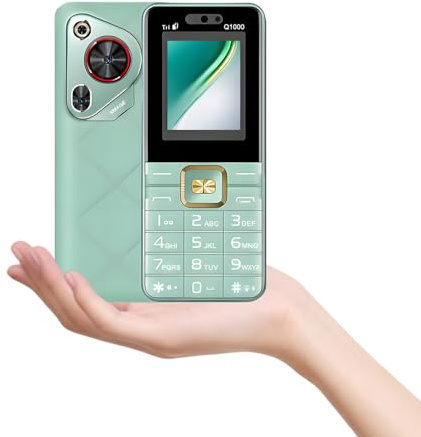 JtQtJ Basic Senior Phone, Triple SIM Button Mobile Phone with Large Buttons, 3000 mAh Battery Long Standby Time, USB-C, FM, Bluetooth, GSM Seniors Mobile Phone Easy (Q1000-Green)