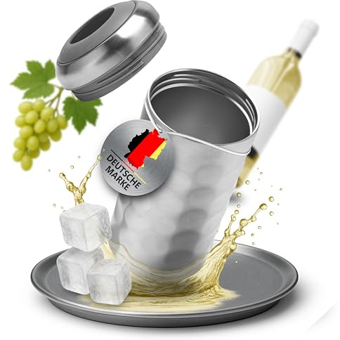 Merkaro - ARKTIS Weinkühler Edelstahl – stilvolles Einschenken direkt im Kühler | Vakuum-Isolierter Flaschenkühler für Wein, Sekt, Champagner - doppelwandig (Edelstahl)